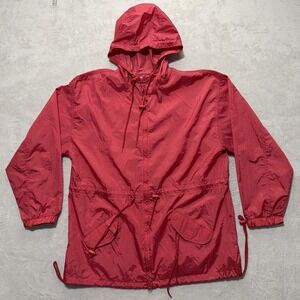 Vintage Woman's Nylon Windbreaker M Current Seen Red Preppy Lightweight 90s Y2K